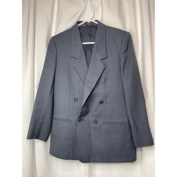 Jos A Bank jacket blazer woman's 8 gray double breasted houndstooth tweed lined - Picture 10 of 14